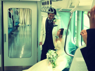 Illustration for article titled Getting Married on a Tokyo Train Isn't Exactly Romantic